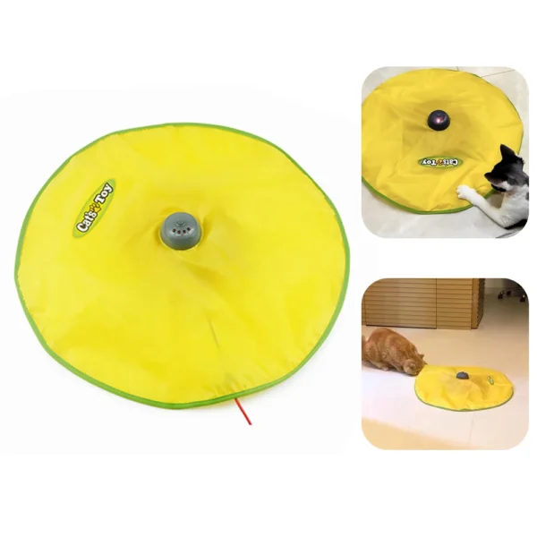 4 Speeds Automatic Motion Undercover Mouse Fabric Moving Feather Electric Cat Toy Plate Interactive Pet Toy For Cat Kitty