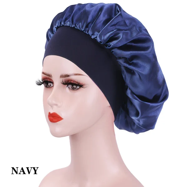 New Large Satin Bonnet Silk Night Sleeping Cap Long Satin Bonnet With Head Tie Band Bonnet Edge Wrap For Women Curly Braid Hair - Image 37