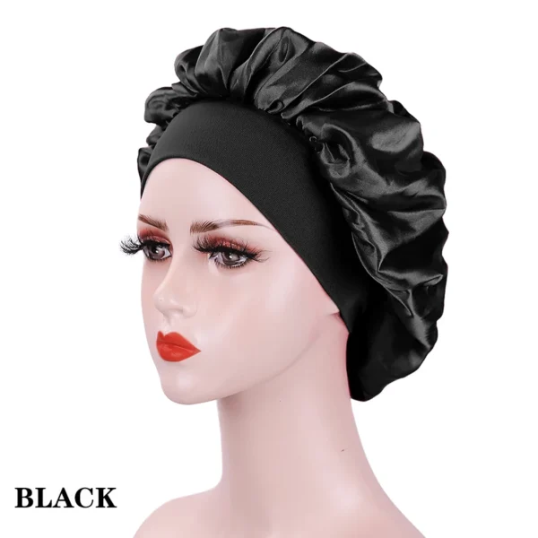 New Large Satin Bonnet Silk Night Sleeping Cap Long Satin Bonnet With Head Tie Band Bonnet Edge Wrap For Women Curly Braid Hair - Image 16