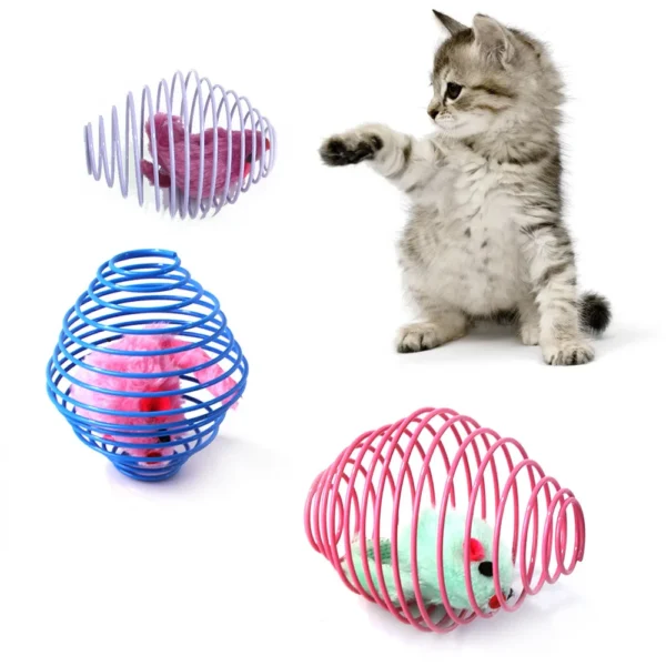 Cat Toy Balls Funny Stretchable Kitten Springs Toys Interactive Caged Rats Rolling Cat Balls Random Color Cat Accessories Pet - Image 2