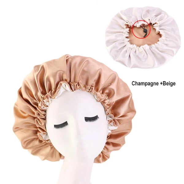 New Large Satin Bonnet Silk Night Sleeping Cap Long Satin Bonnet With Head Tie Band Bonnet Edge Wrap For Women Curly Braid Hair - Image 33