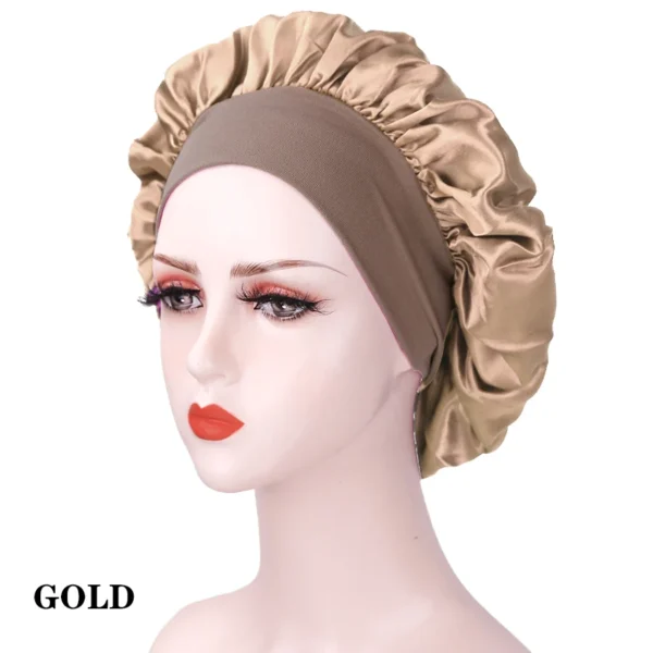 New Large Satin Bonnet Silk Night Sleeping Cap Long Satin Bonnet With Head Tie Band Bonnet Edge Wrap For Women Curly Braid Hair - Image 10