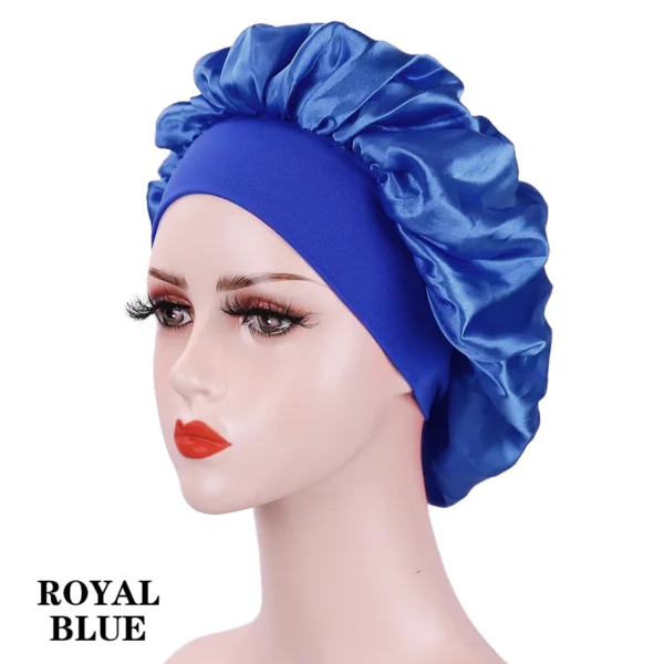 New Large Satin Bonnet Silk Night Sleeping Cap Long Satin Bonnet With Head Tie Band Bonnet Edge Wrap For Women Curly Braid Hair - Image 18