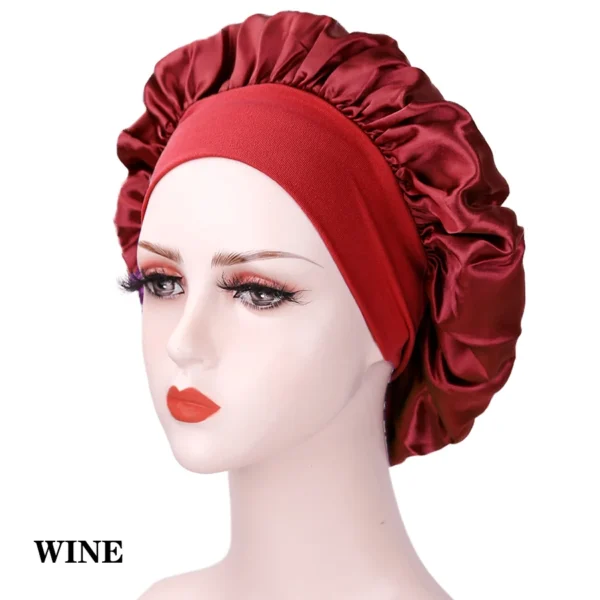 New Large Satin Bonnet Silk Night Sleeping Cap Long Satin Bonnet With Head Tie Band Bonnet Edge Wrap For Women Curly Braid Hair - Image 26