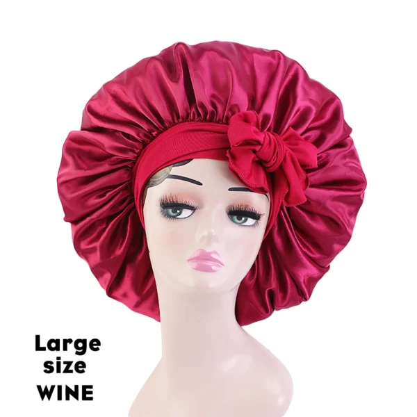 New Large Satin Bonnet Silk Night Sleeping Cap Long Satin Bonnet With Head Tie Band Bonnet Edge Wrap For Women Curly Braid Hair - Image 42