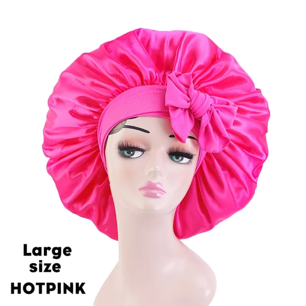 New Large Satin Bonnet Silk Night Sleeping Cap Long Satin Bonnet With Head Tie Band Bonnet Edge Wrap For Women Curly Braid Hair - Image 46