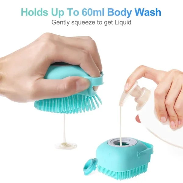 Pet Dog Shampoo Brush 2.7oz 80ml Cat Massage Comb Grooming Scrubber  for Bathing Short Hair Soft Silicone Rubber - Image 3