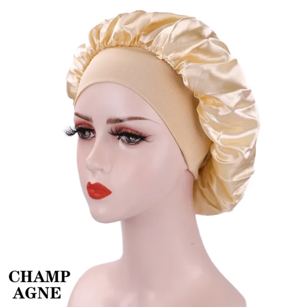 New Large Satin Bonnet Silk Night Sleeping Cap Long Satin Bonnet With Head Tie Band Bonnet Edge Wrap For Women Curly Braid Hair - Image 14