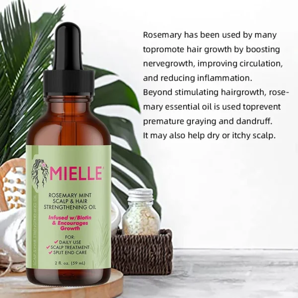 Hair Growth Essential Oil Rosemary Mint Hair Strengthening Oil Nourishing Treatment For Mielle Dry 100%Pure Hair Care Essential - Image 5