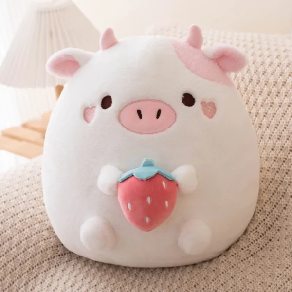 ZU New Arrival Kawaii Stuffed Animal Strawberry Cow Popcorn Cat Plushies Doll Huggable Fat Big Hug Pillow Sofa Bed Decor Cushion - Image 8