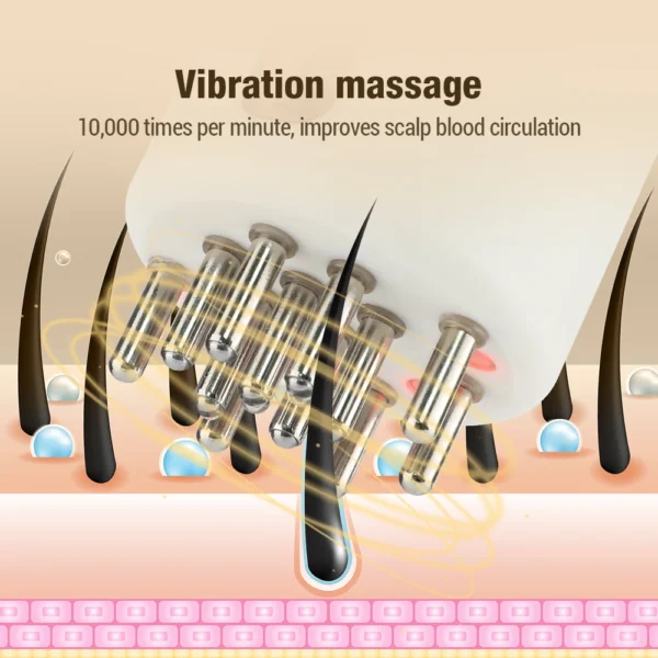 EMS Electric Vibration Head Massage Comb Infrared Therapy Scalp Massager Brush 7 Holes Hair Growth Oil Medicine Applicator - Image 3