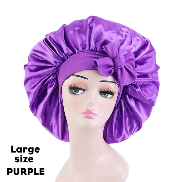 New Large Satin Bonnet Silk Night Sleeping Cap Long Satin Bonnet With Head Tie Band Bonnet Edge Wrap For Women Curly Braid Hair - Image 29