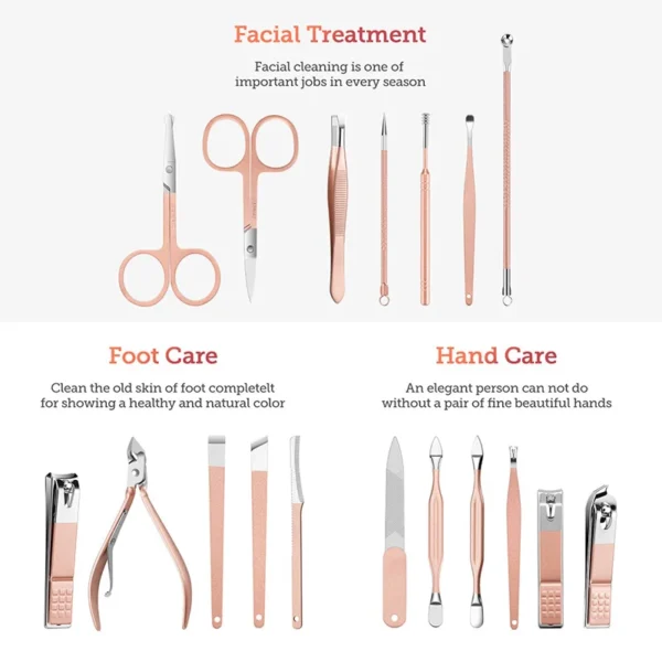 7/10/12/18/19Pcs/Set Manicure Set Pedicure Nail Tools Kit Stainless Steel Nail Cutter Scissor Clippers Professional Manicure Set - Image 2