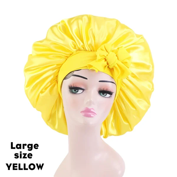 New Large Satin Bonnet Silk Night Sleeping Cap Long Satin Bonnet With Head Tie Band Bonnet Edge Wrap For Women Curly Braid Hair - Image 25