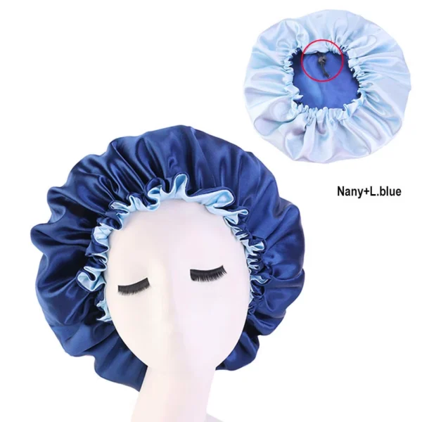 New Large Satin Bonnet Silk Night Sleeping Cap Long Satin Bonnet With Head Tie Band Bonnet Edge Wrap For Women Curly Braid Hair - Image 34