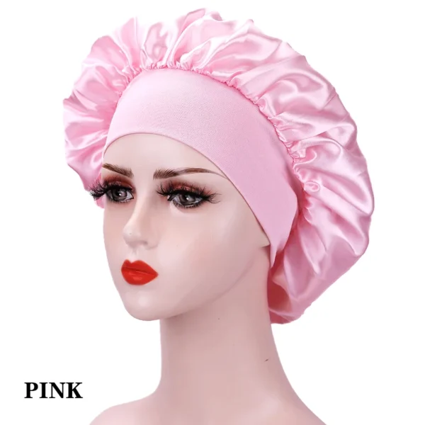 New Large Satin Bonnet Silk Night Sleeping Cap Long Satin Bonnet With Head Tie Band Bonnet Edge Wrap For Women Curly Braid Hair - Image 20