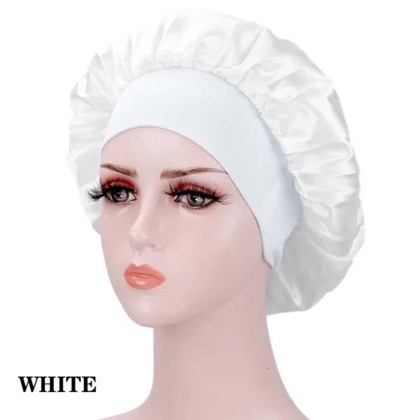 New Large Satin Bonnet Silk Night Sleeping Cap Long Satin Bonnet With Head Tie Band Bonnet Edge Wrap For Women Curly Braid Hair - Image 28