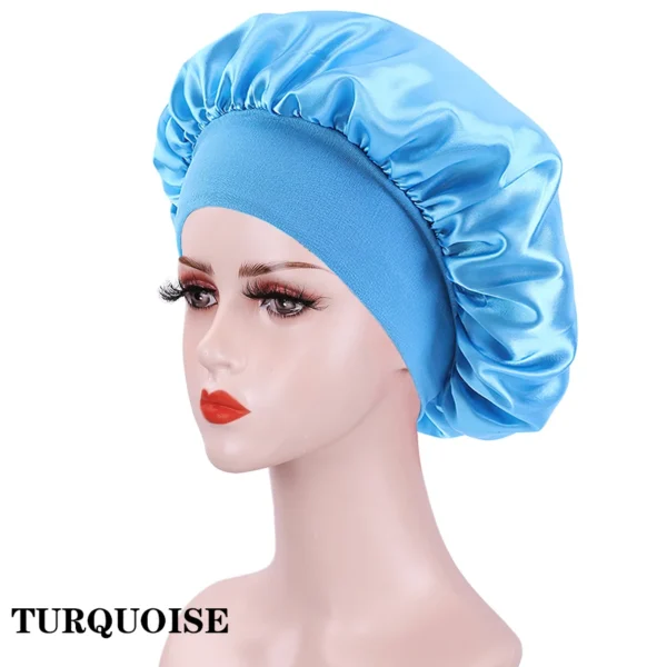 New Large Satin Bonnet Silk Night Sleeping Cap Long Satin Bonnet With Head Tie Band Bonnet Edge Wrap For Women Curly Braid Hair - Image 39