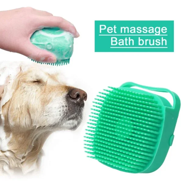 Pet Dog Shampoo Brush 2.7oz 80ml Cat Massage Comb Grooming Scrubber  for Bathing Short Hair Soft Silicone Rubber - Image 2