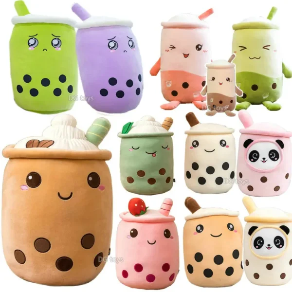 1pc Boba Plush Toy Soft Stuffed Ice Cream Surface Soft Drink Fruit Taste Milk Cup Plushie Doll Toys For Kids Birthday Gift