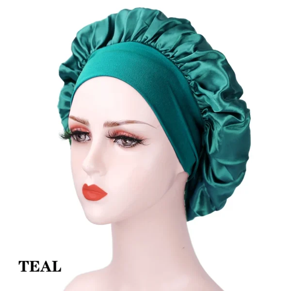 New Large Satin Bonnet Silk Night Sleeping Cap Long Satin Bonnet With Head Tie Band Bonnet Edge Wrap For Women Curly Braid Hair - Image 30