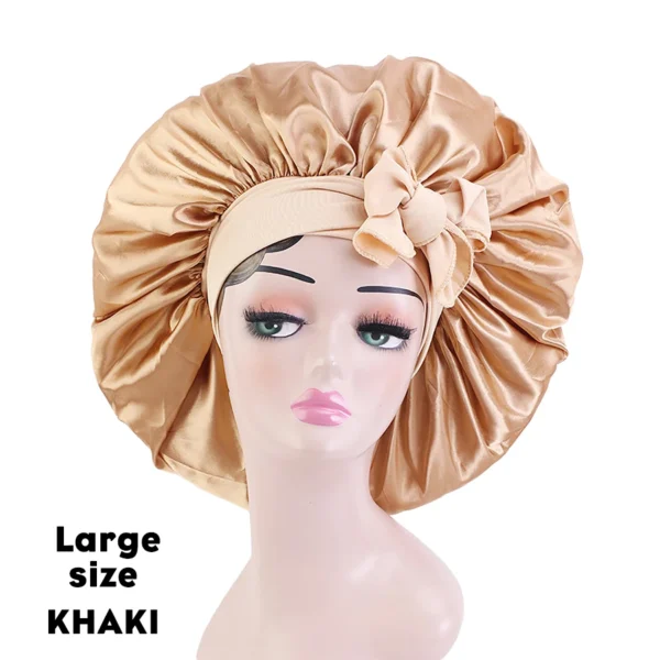 New Large Satin Bonnet Silk Night Sleeping Cap Long Satin Bonnet With Head Tie Band Bonnet Edge Wrap For Women Curly Braid Hair - Image 45