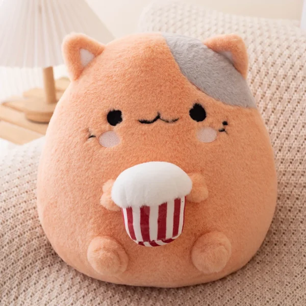 ZU New Arrival Kawaii Stuffed Animal Strawberry Cow Popcorn Cat Plushies Doll Huggable Fat Big Hug Pillow Sofa Bed Decor Cushion - Image 7