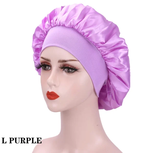 New Large Satin Bonnet Silk Night Sleeping Cap Long Satin Bonnet With Head Tie Band Bonnet Edge Wrap For Women Curly Braid Hair - Image 22