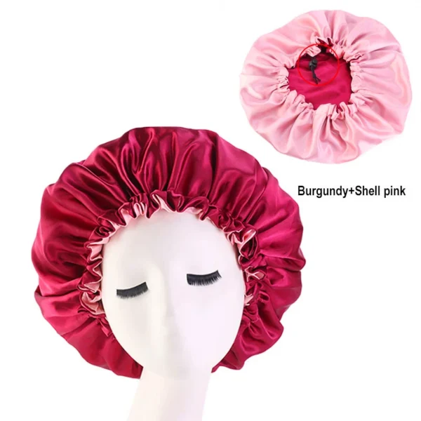 New Large Satin Bonnet Silk Night Sleeping Cap Long Satin Bonnet With Head Tie Band Bonnet Edge Wrap For Women Curly Braid Hair - Image 31