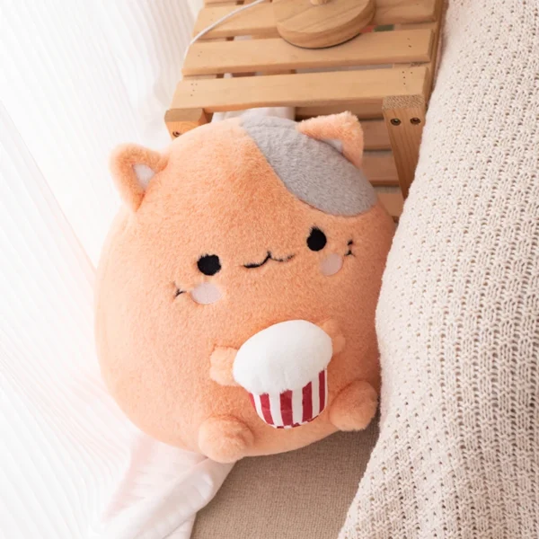 ZU New Arrival Kawaii Stuffed Animal Strawberry Cow Popcorn Cat Plushies Doll Huggable Fat Big Hug Pillow Sofa Bed Decor Cushion - Image 4