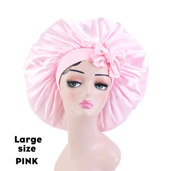 New Large Satin Bonnet Silk Night Sleeping Cap Long Satin Bonnet With Head Tie Band Bonnet Edge Wrap For Women Curly Braid Hair - Image 27