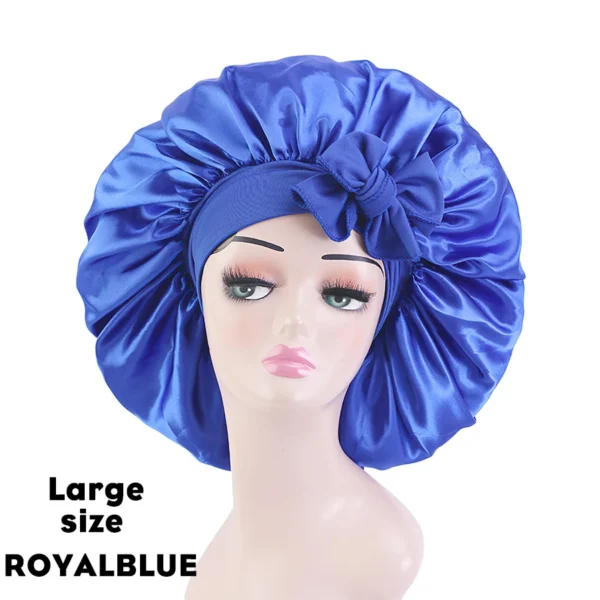 New Large Satin Bonnet Silk Night Sleeping Cap Long Satin Bonnet With Head Tie Band Bonnet Edge Wrap For Women Curly Braid Hair - Image 41