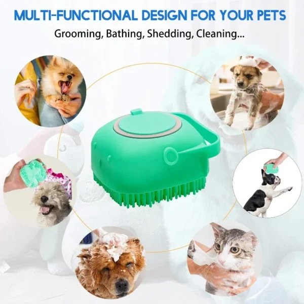 Pet Dog Shampoo Brush 2.7oz 80ml Cat Massage Comb Grooming Scrubber  for Bathing Short Hair Soft Silicone Rubber - Image 5