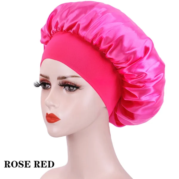 New Large Satin Bonnet Silk Night Sleeping Cap Long Satin Bonnet With Head Tie Band Bonnet Edge Wrap For Women Curly Braid Hair - Image 35