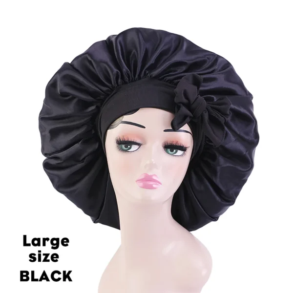 New Large Satin Bonnet Silk Night Sleeping Cap Long Satin Bonnet With Head Tie Band Bonnet Edge Wrap For Women Curly Braid Hair - Image 44